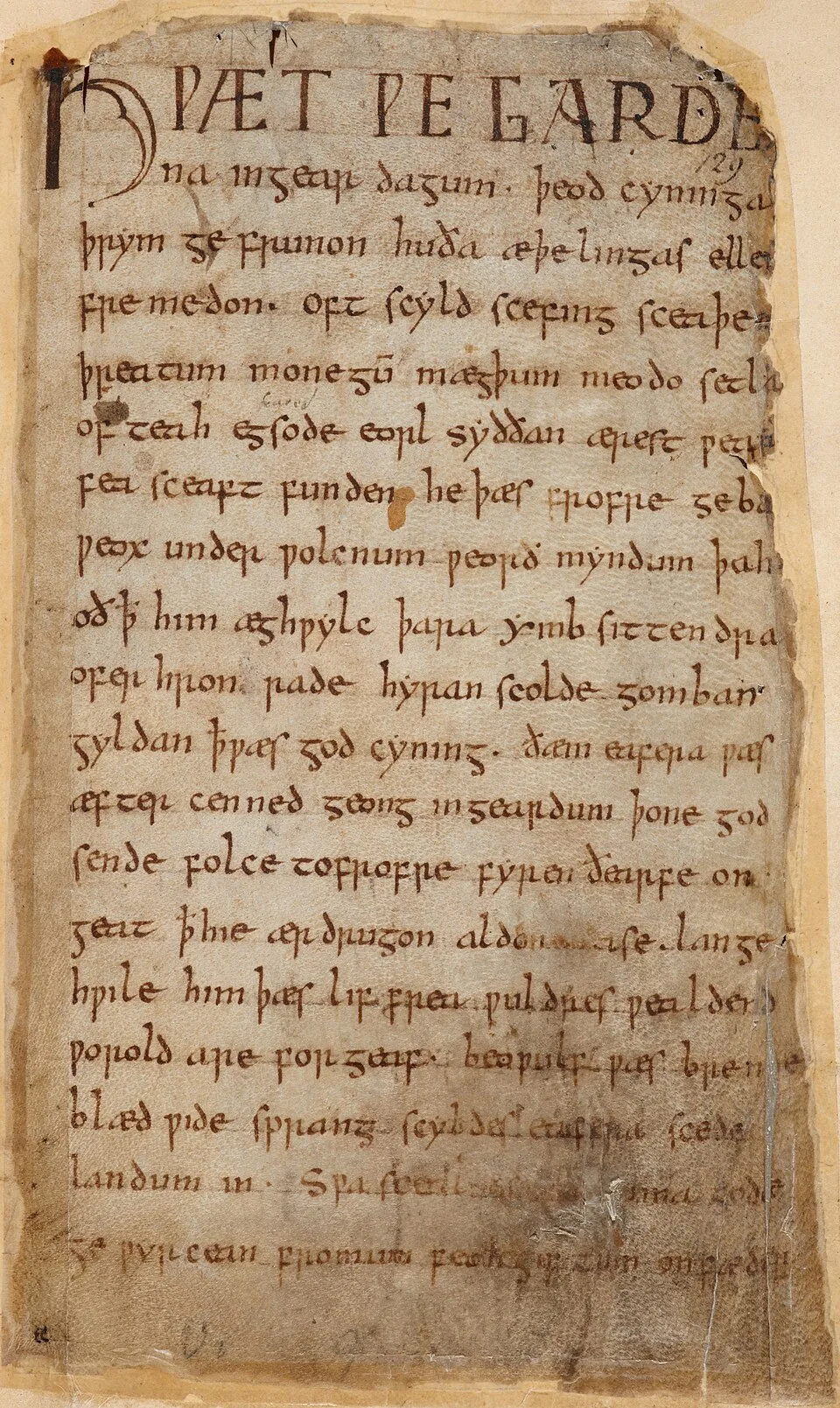 Depiction of Beowulf by anonymous Anglo-Saxon poet