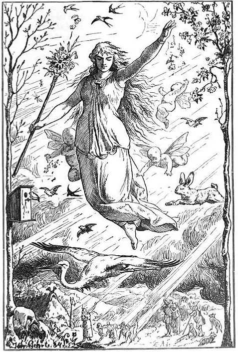Depiction of Eostre by Eduard Ade / Johannes Gehrts