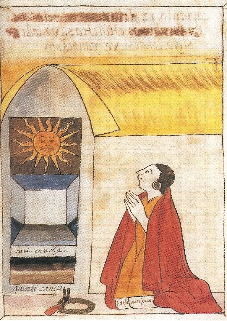 Depiction of Inti by Chronicler Martín of Murúa (Cronista Martín de Murúa)