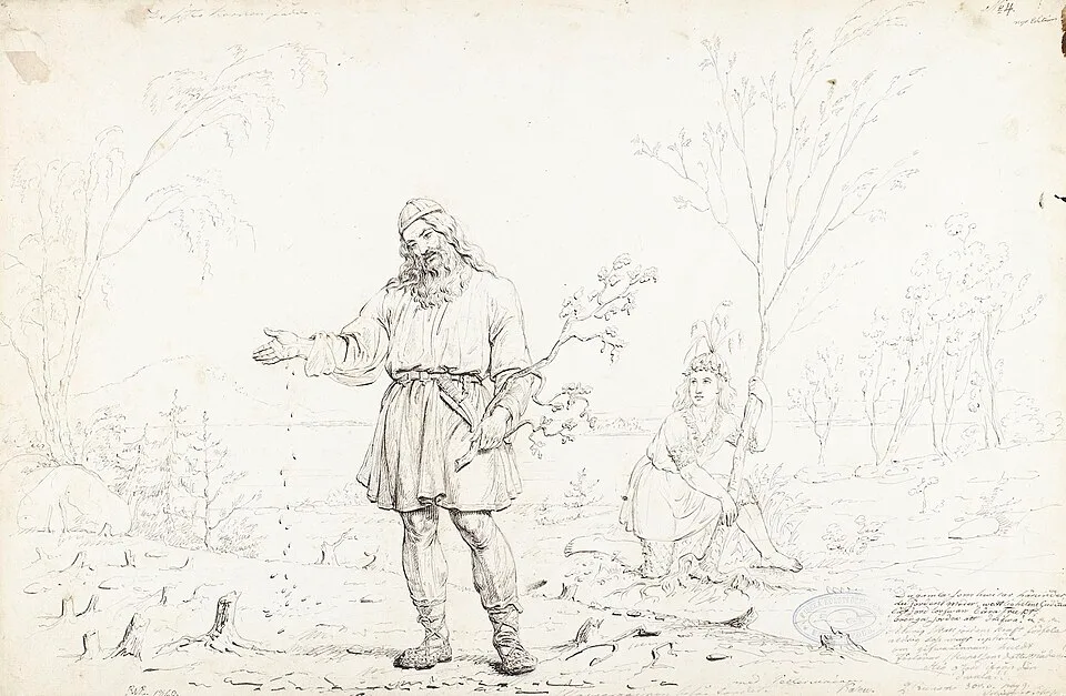Depiction of Sampsa Pellervoinen by Robert Wilhelm Ekman