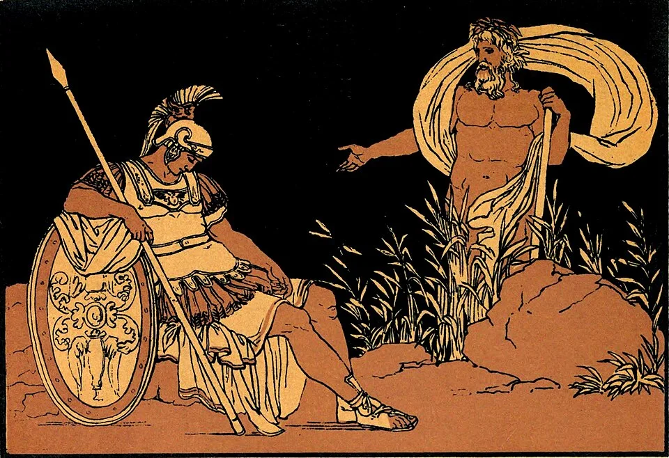 Depiction of Aeneas by Bartolomeo Pinelli (Roma 1781 - Roma 1835)