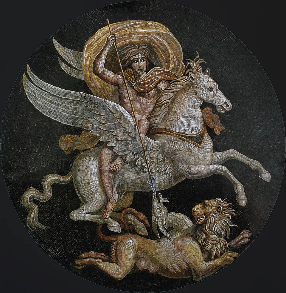 Depiction of Bellerophon by Anonymous ancient Roman mosaic artist