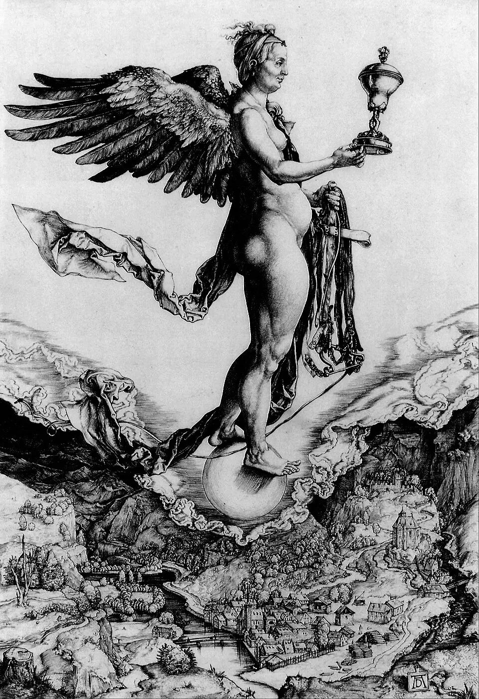 Depiction of Nemesis by Albrecht Dürer