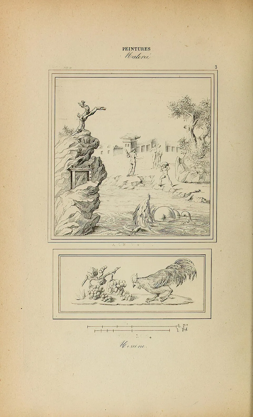 Depiction of Hesione by Original fresco unknown 1st century CE Roman artist; 1870 Drawing probably Henri Roux the Elder or Adolphe Bouchet