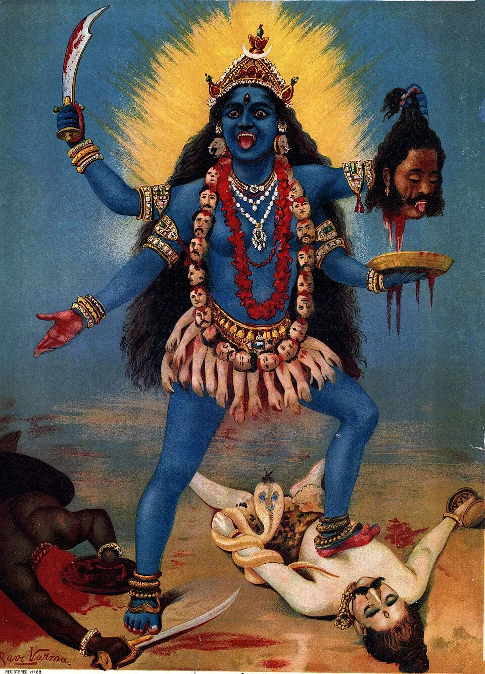 Depiction of Kali by Raja Ravi Varma