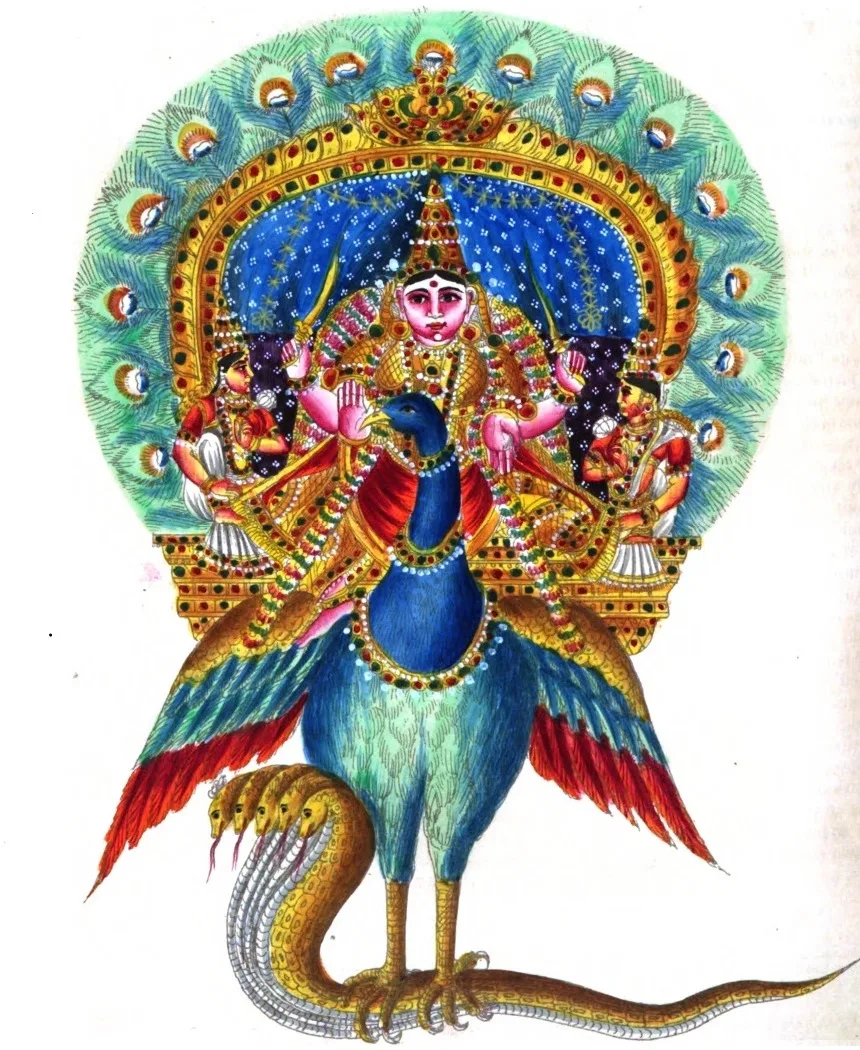 Depiction of Kartikeya by E. A. Rodrigues