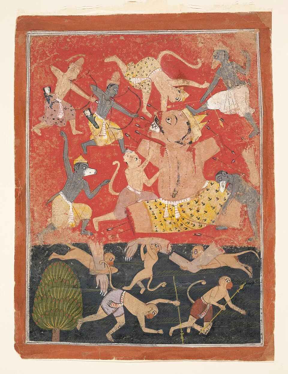 Depiction of Kumbhakarna by painter from India (Madhya Pradesh, Malwa)