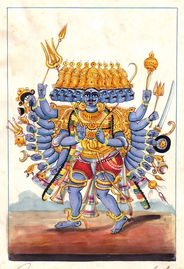 Depiction of Ravana by Scan/photo by: User:Henryart (who is owner of the original painting/object/photo)