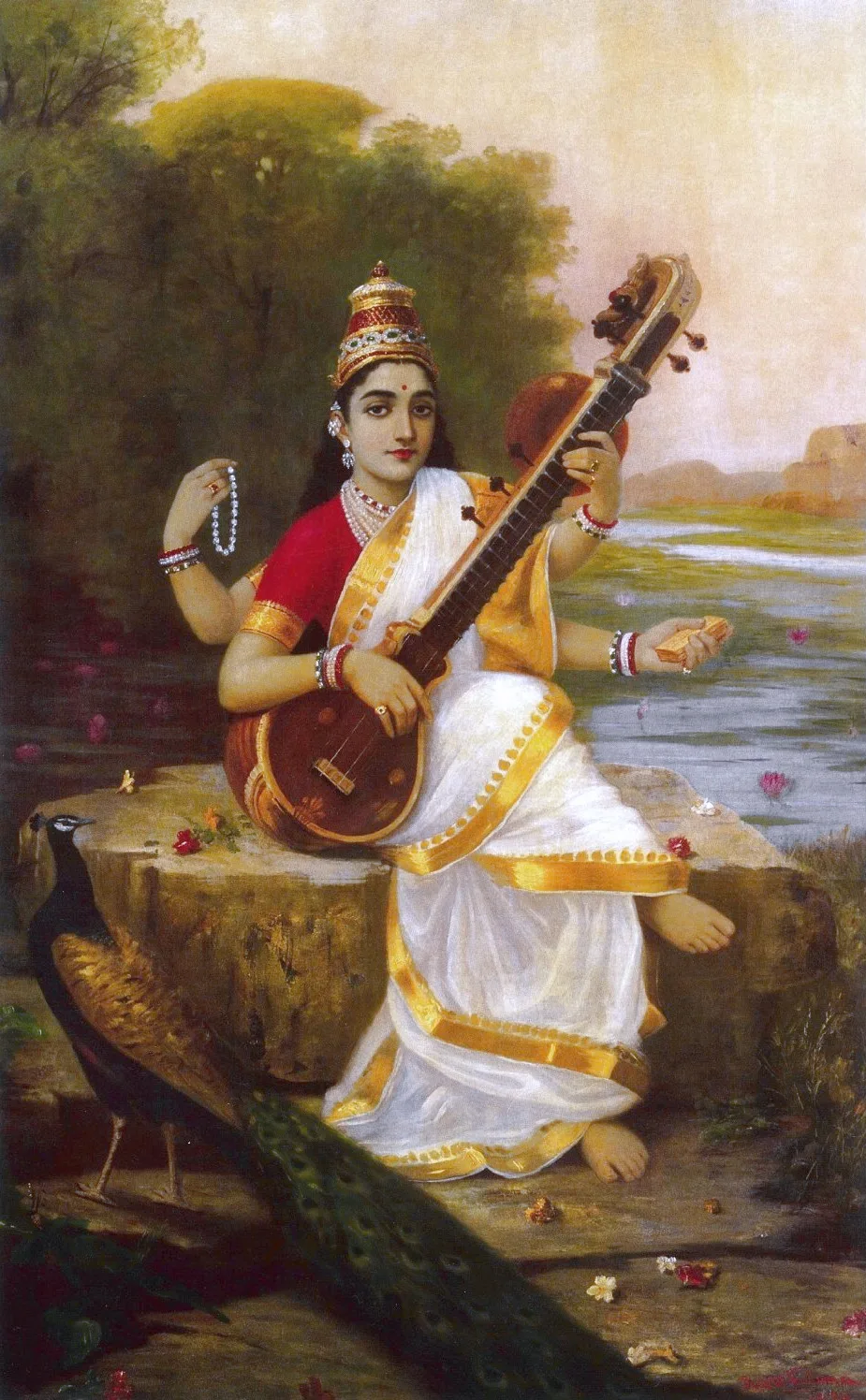 Depiction of Sarasvati by Raja Ravi Varma