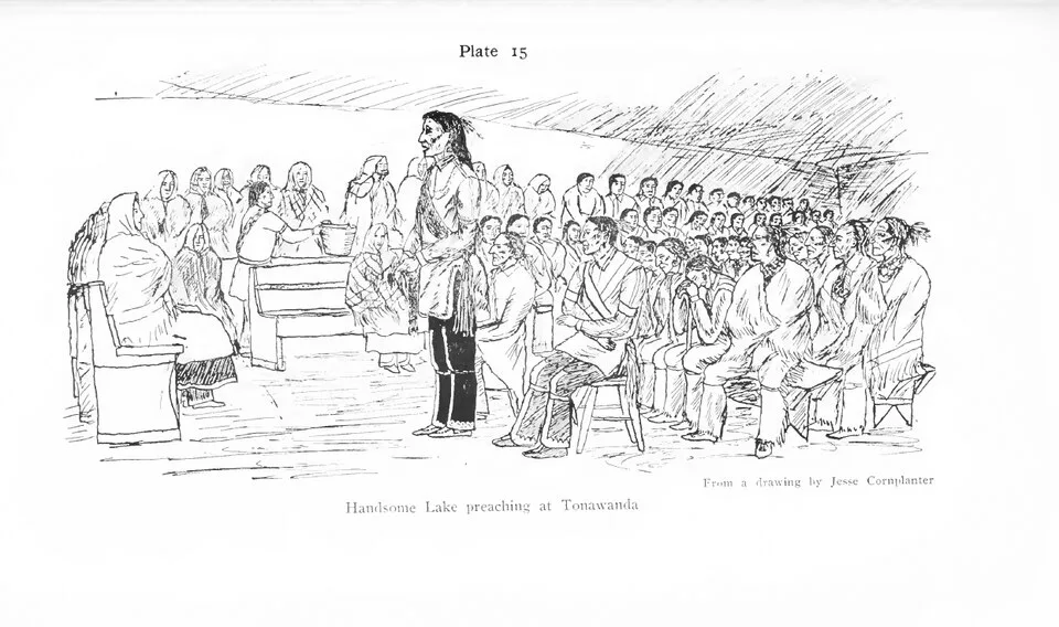 Depiction of Handsome Lake by Jesse Cornplanter (Life time: 1889 – 1957))