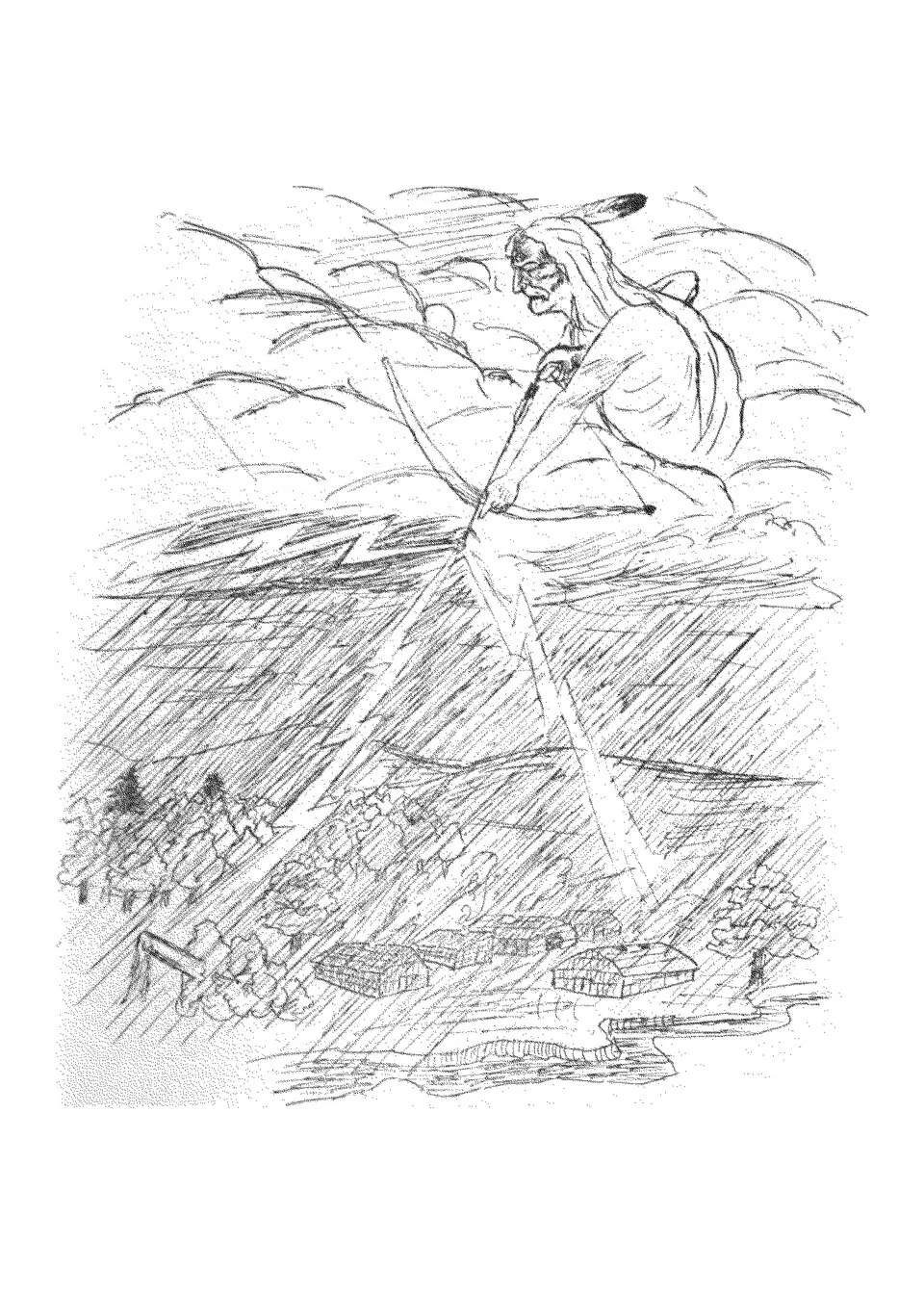 Depiction of Hino by Jesse Cornplanter (Hayonhwonhish) (Life time: 1889–1957)