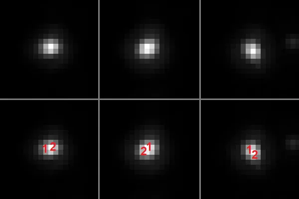 Depiction of Hiisi, Master of the Sacred Grove by NASA Hubble Program 9746 (Jean-Luc Margot) Processing by D. Bamberger, based on method described in Benecchi et al. (https://arxiv.org/ftp/arxiv/papers/0912/0912.2074.pdf)