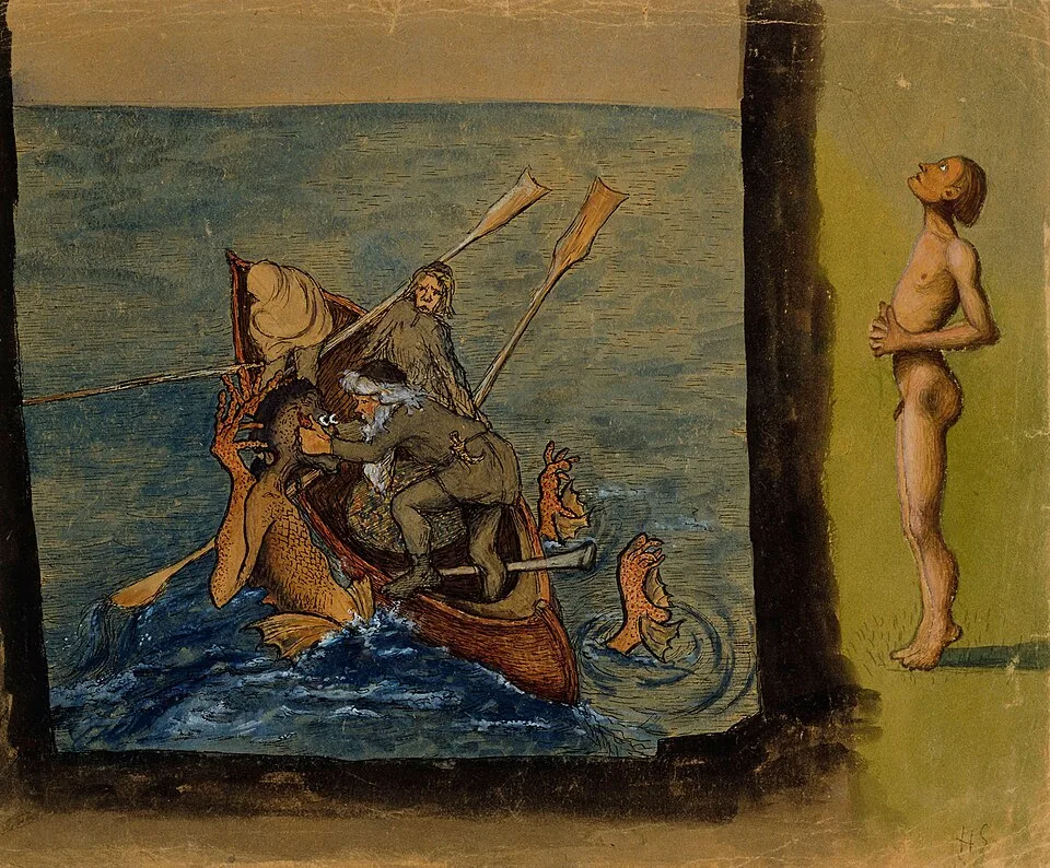 Depiction of Iku-Turso the Sea Monster by Hugo Simberg