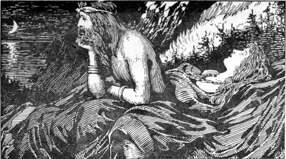 Depiction of Njǫrðr by W.G. Collingwood (1854 - 1932)
