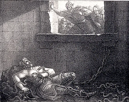 Depiction of Ragnar Lodbrok by Hugo Hamilton (1802–1871)