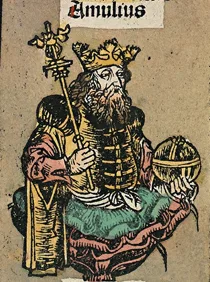 Depiction of Amulius by Michel Wolgemut, Wilhelm Pleydenwurff