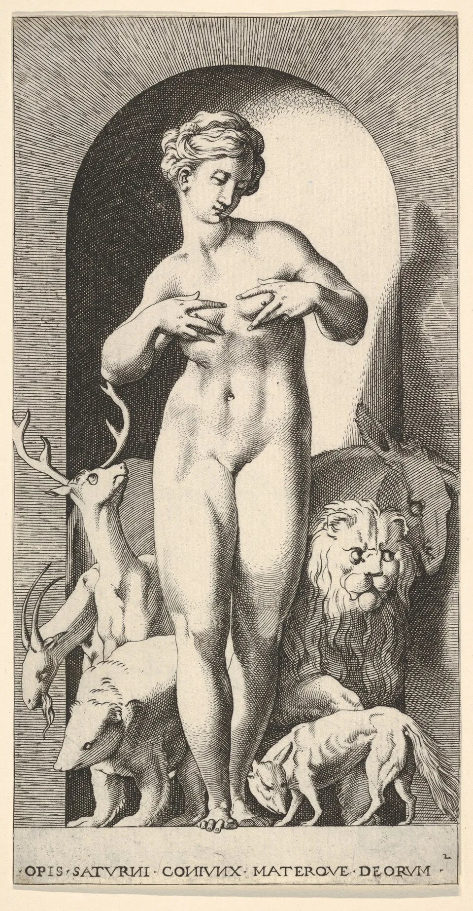 Depiction of Ops by Giovanni Jacopo Caraglio / After Rosso Fiorentino