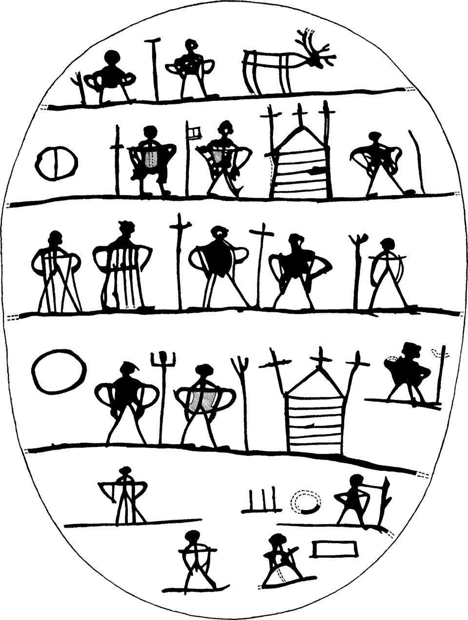 Depiction of Máttaráhkká by Ernst Manker. Scanning, cleaning up minor imperfections in the reproduction and removing the numbers was made by Tor Gjerde at old.no; Christopher Forster made the PNG images white background transparent using ImageMagick on GNU/Linux.