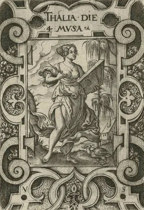 Depiction of Thaleia, nymph of Aetna by Virgil Solis